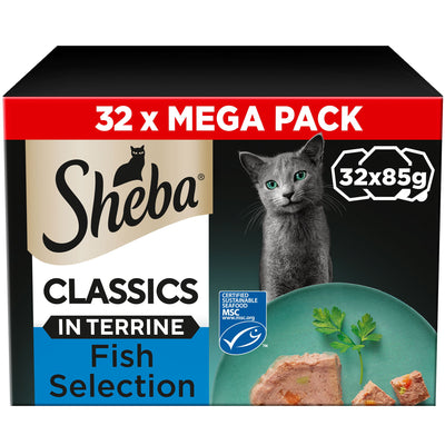 SHEBA Classics Adult Wet Cat Food Ocean Selection in Terrine 32 x 85g Tray