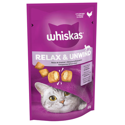 WHISKAS Relax & Unwind Adult Cat Treats with Chicken 45g