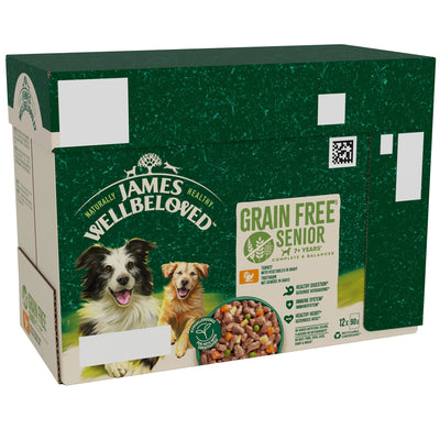 James Wellbeloved Grain Free Senior Wet Dog Food Turkey Gravy Pouch 12x90g