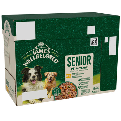 James Wellbeloved Senior Wet Dog Food Lamb & Chicken & Rice in Gravy 12x90g