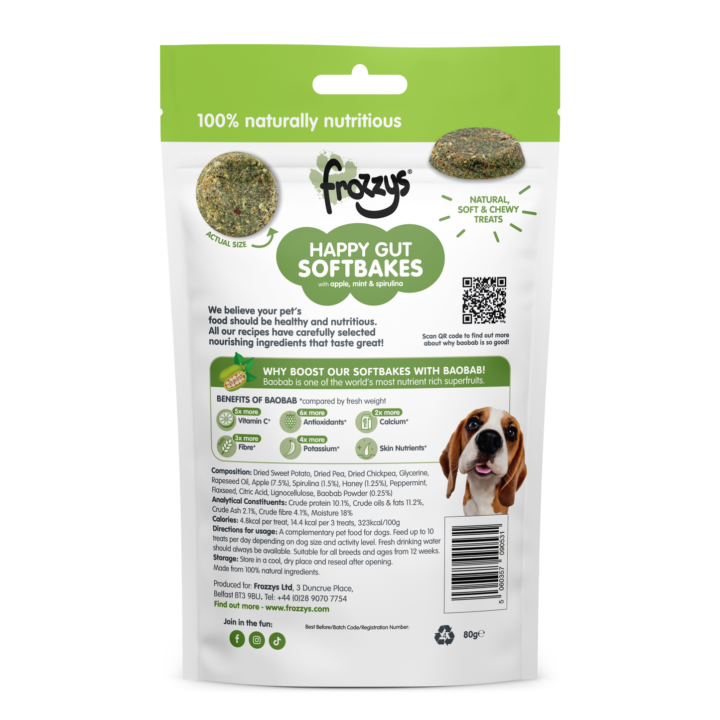 Frozzys Happy-Gut BAOBAB Apple Mint&Spirulina Flavour