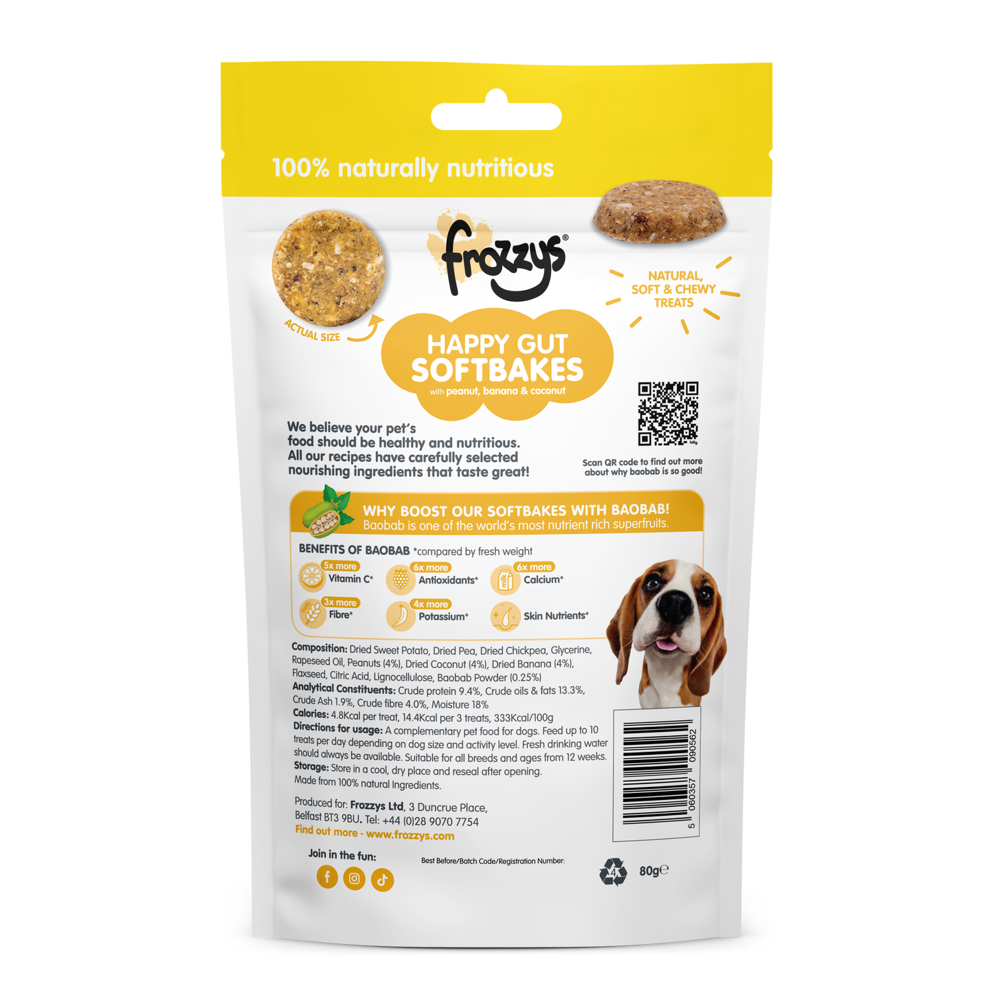 Frozzys Happy Gut BAOBAB Peanut  Banana & Coconut Flavour