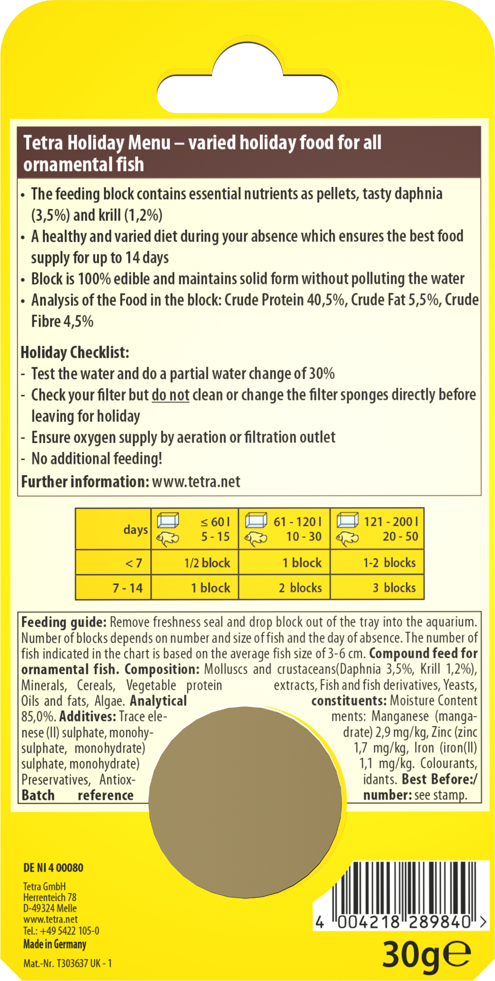 Tetra Holiday Menu