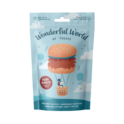 Wonderful World of Treats Pulled Prk Burger Dog Treats 50g