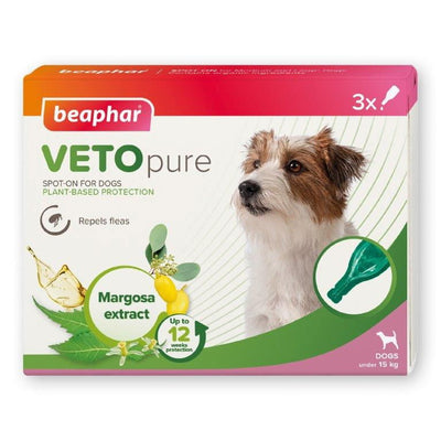 Beaphar VETOpure Plant-Based Protection Flea Spot-On for Dogs under 15 kg 3 Pipettes