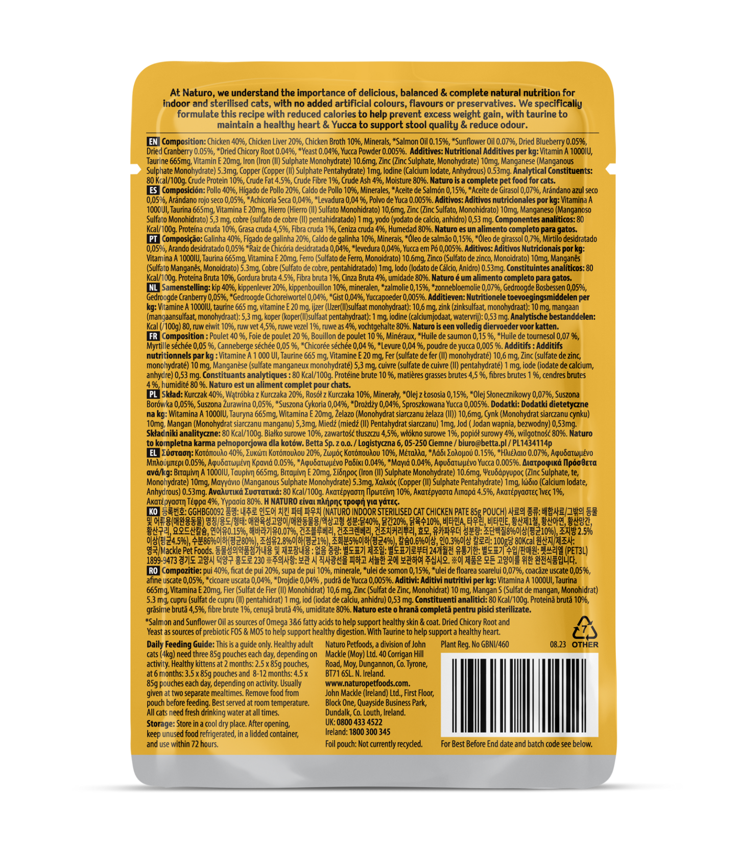 Naturo Cat Sterilised Chicken Paté Pouch 85g
