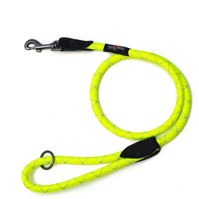 Long Paws Urban Trek Reflective Rope Leash  Neon Yellow Medium - 120cm 1.2cm thick