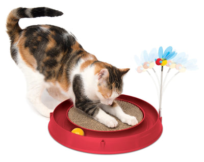 Catit Play Circuit Ball Toy With Scratcher Red