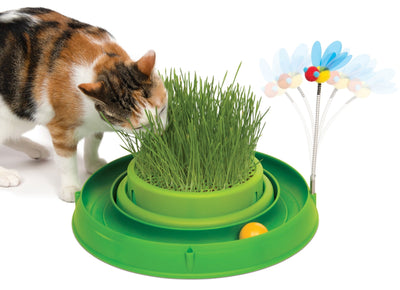 Catit Play Circuit Ball Toy With Grass Green