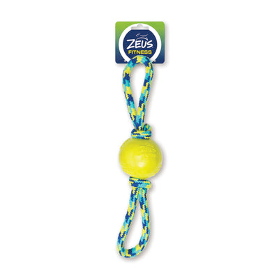 Fitness by Zeus 16in Ball Double Tug with 3in TPR Ball Encasing 2.5in Tennis Ball
