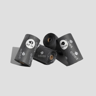 Adios Plastic 4 rolls in Grey (60 bags) - Handle on a Roll