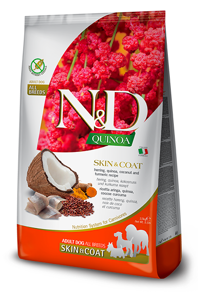 N&D Quinoa Dog Skin & Coat. Herring & Coconut Adult Med/Maxi 2.5 Kg