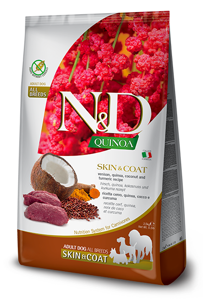N&D Quinoa Dog Skin & Coat. Venison & Coconut Adult Med/Maxi 2.5 Kg