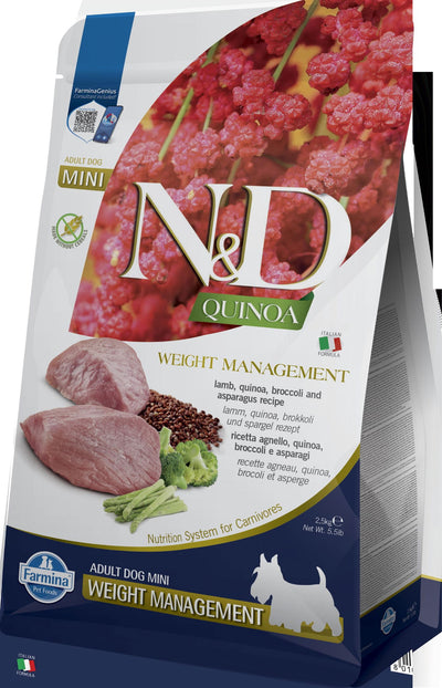 N&D Quinoa Dog Weight Management Lamb & Broccoli Adult Mini 2.5 Kg