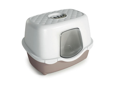 Stefanplast Tres Chic Indoor Hooded Litter Tray - White/Grey