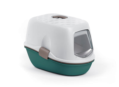 Stefanplast Furba Top Chic Hooded Litter Tray - White/Grey