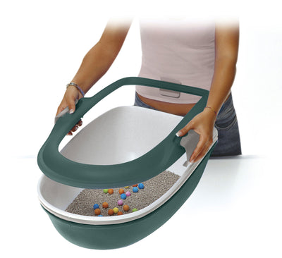 Stefanplast Furba Chic Open Litter Tray - Green/Grey