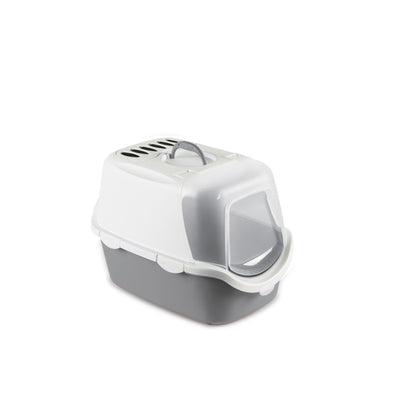 Stefanplast Cathy Hooded Easy Clean Litter Tray - White/Grey