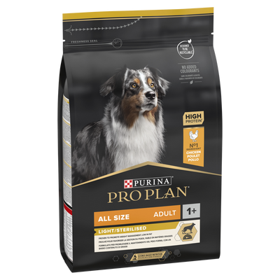 PRO PLAN All Sizes Adult Light / Sterilised Dry Dog Food with Chicken 3kg