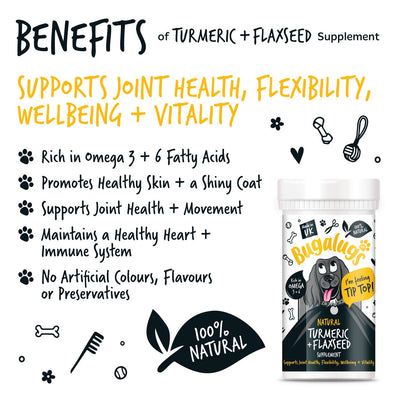 Turmeric & Flaxseed Supplement 70g Pot with spoon