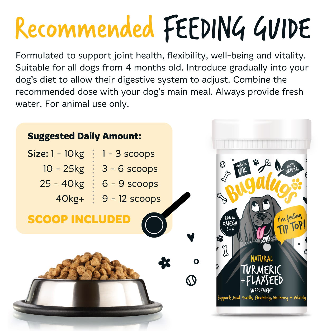 Turmeric & Flaxseed Supplement 70g Pot with spoon