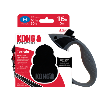 KONG Terrain Retractable Black Medium Up To 30kg 5m