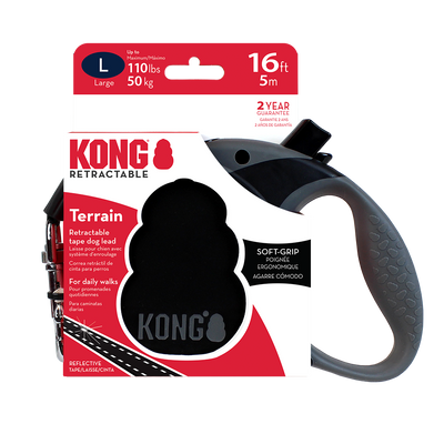 KONG Terrain Retractable Black Large Up To 50kg 5m