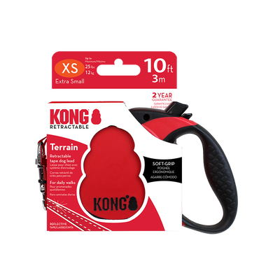 KONG Terrain Retractable Red Xtra Small Up To 12kg 3m