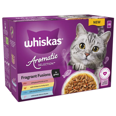 WHISKAS 1+ Cat Pouches Aromatic Fusion in Gravy 12x85g