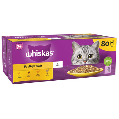 WHISKAS 7+ Cat Pouches Poultry Feasts in Jelly 80x85g