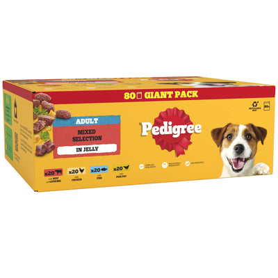 PEDIGREE Dog Pouches Mixed Selection in Jelly 80x100g Mega Pack