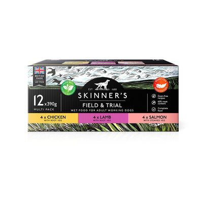 Skinners Field & Trial Adult Wet Dog Food Variety Pack 12 x 390g