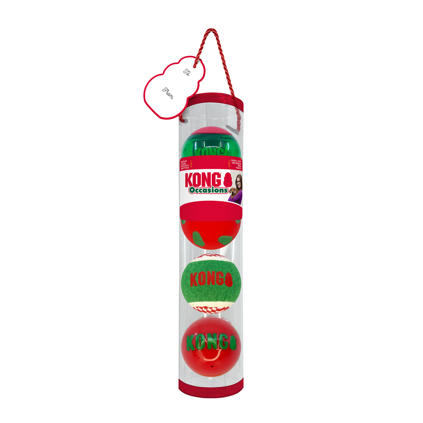 KONG Holiday Occasions Balls 4-pk Md