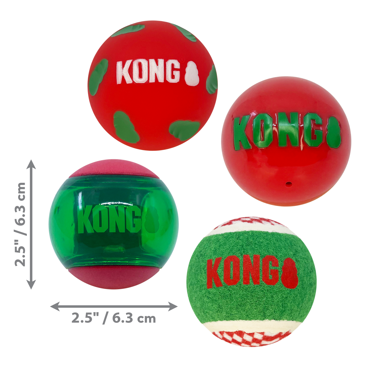 KONG Holiday Occasions Balls 4-pk Md