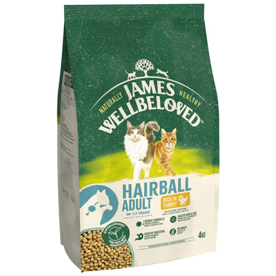 James Wellbeloved Dry Cat Hairball Adult Turkey 4kg