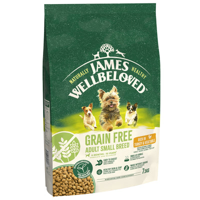 James Wellbeloved Dry Dog Grain Free Adult Small Breed Turkey & Veg 7.5kg