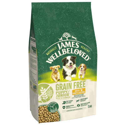James Wellbeloved Dry Dog Grain Free Puppy / Junior Turkey & Veg 1.5kg