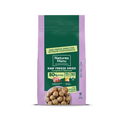 Natures Menu Raw Freeze Dried Complete & Balanced 80/20 Turkey 625g