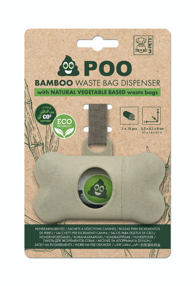 M-PETS Poo Bamboo Waste Bag Dispenser With Natural Vegetable