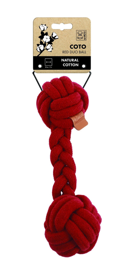 M-PETS Coto Eco Rope Dog Toys Red Duo Ball 28cm