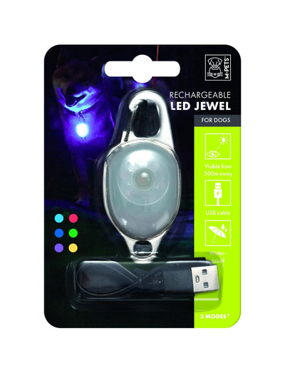 M-PETS Rechargeable Led Jewel For Dog - White
