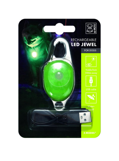 M-PETS Rechargeable Led Jewel For Dog - Green
