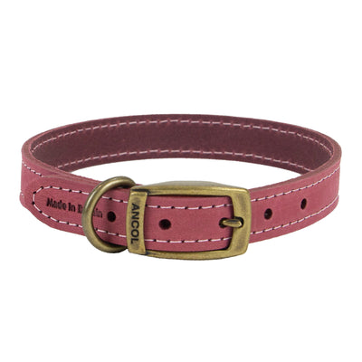 Ancol Timberwolf Leather Collar Raspberry 39-48cm Size 5