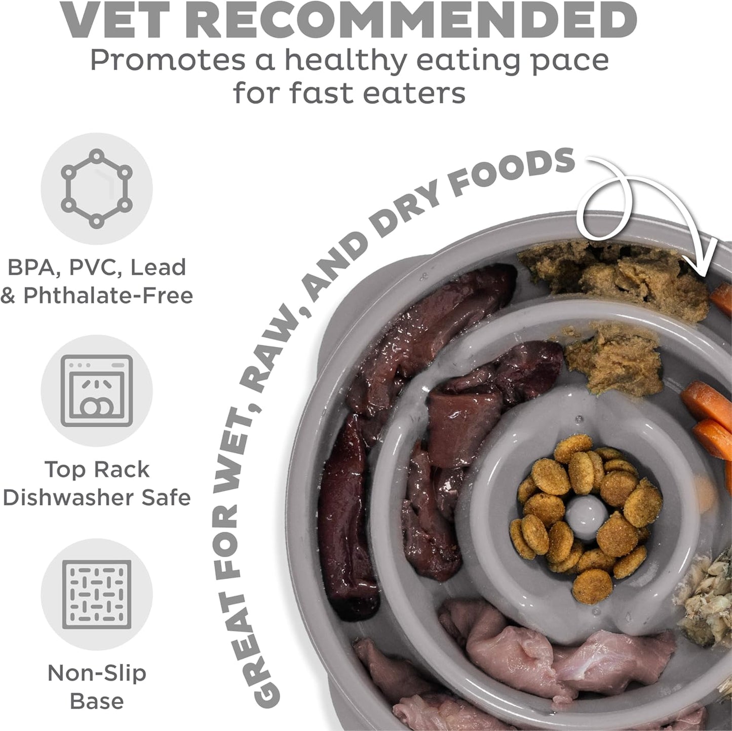 Outward Hound Fun Feeder Drop Grey Med