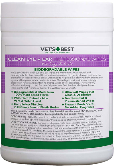Vet's Best Ear & Eye Wipes  for Dogs & Cats 160pc