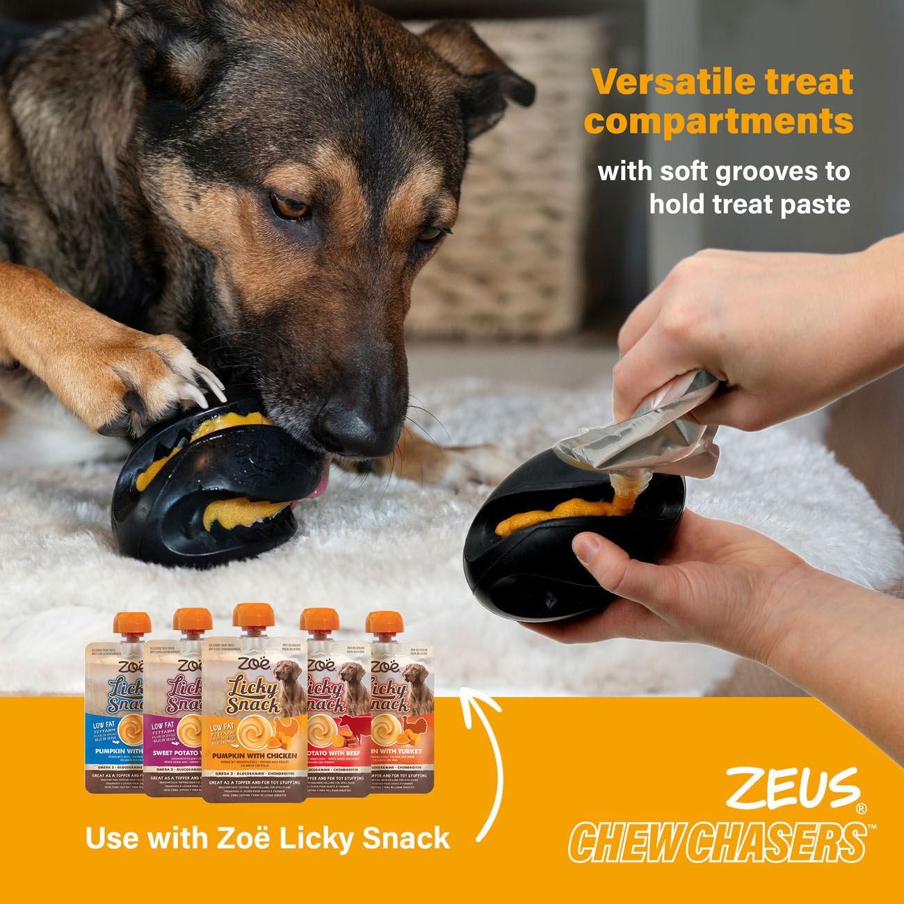 Zeus ChewChasers Treat Rugby Ball Black 12.5cm