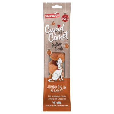 Rosewood Cupid and Comet Jumbo Pig In Blanket Dog Treat 90g