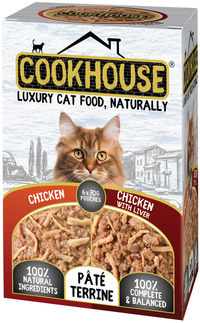 COOKHOUSE Luxury Cat Food - Terrines - Chicken with Liver - 6  x 70g