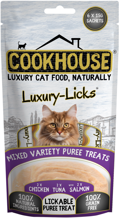 COOKHOUSE Luxury Cat Treats - Luxury Licks Puree - Mixed Variety