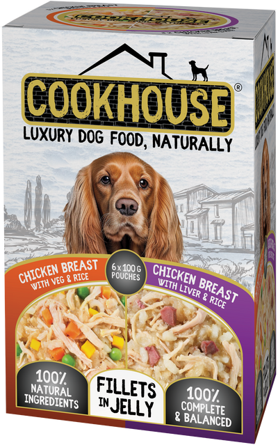 COOKHOUSE Luxury Dog Food - Fillets in Jelly - Chicken Breast with Veg / Liver 6 x100g